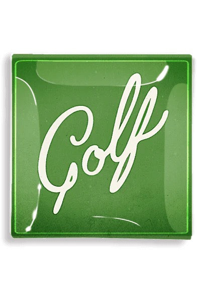 Golf Script Decoupage Glass Tray 6 x 6