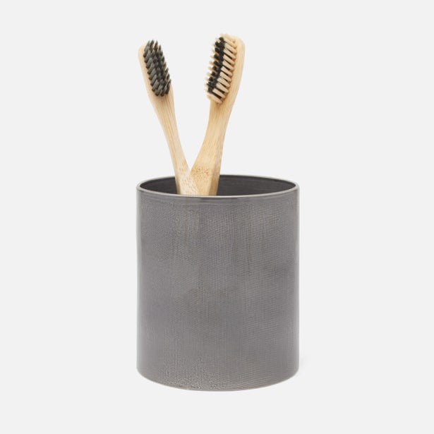 Cordoba Gray Burlap Brush Holder