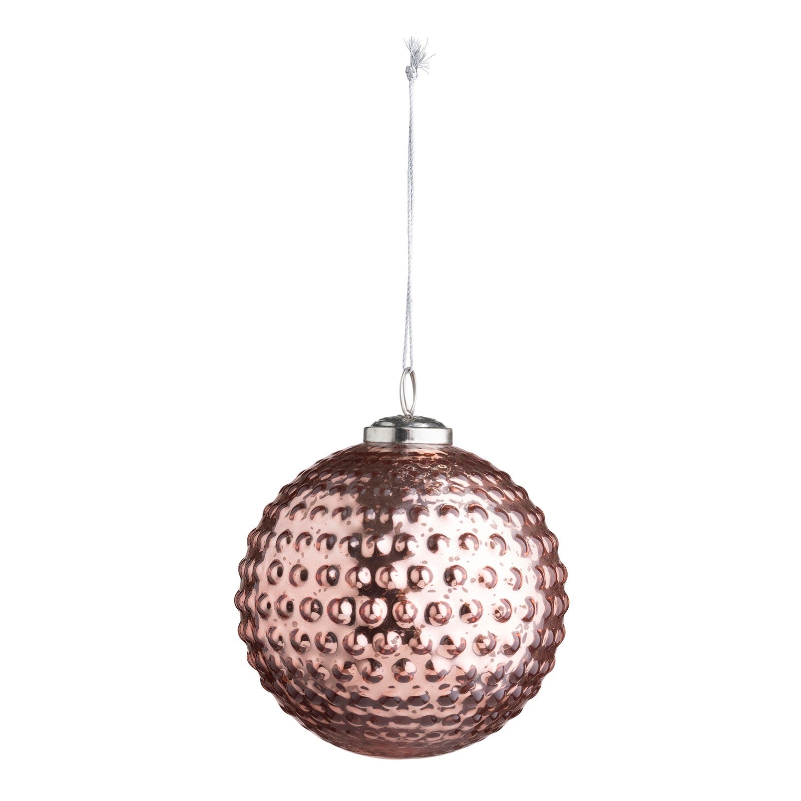 Round Hobnail Rose Mercury Glass Ornament