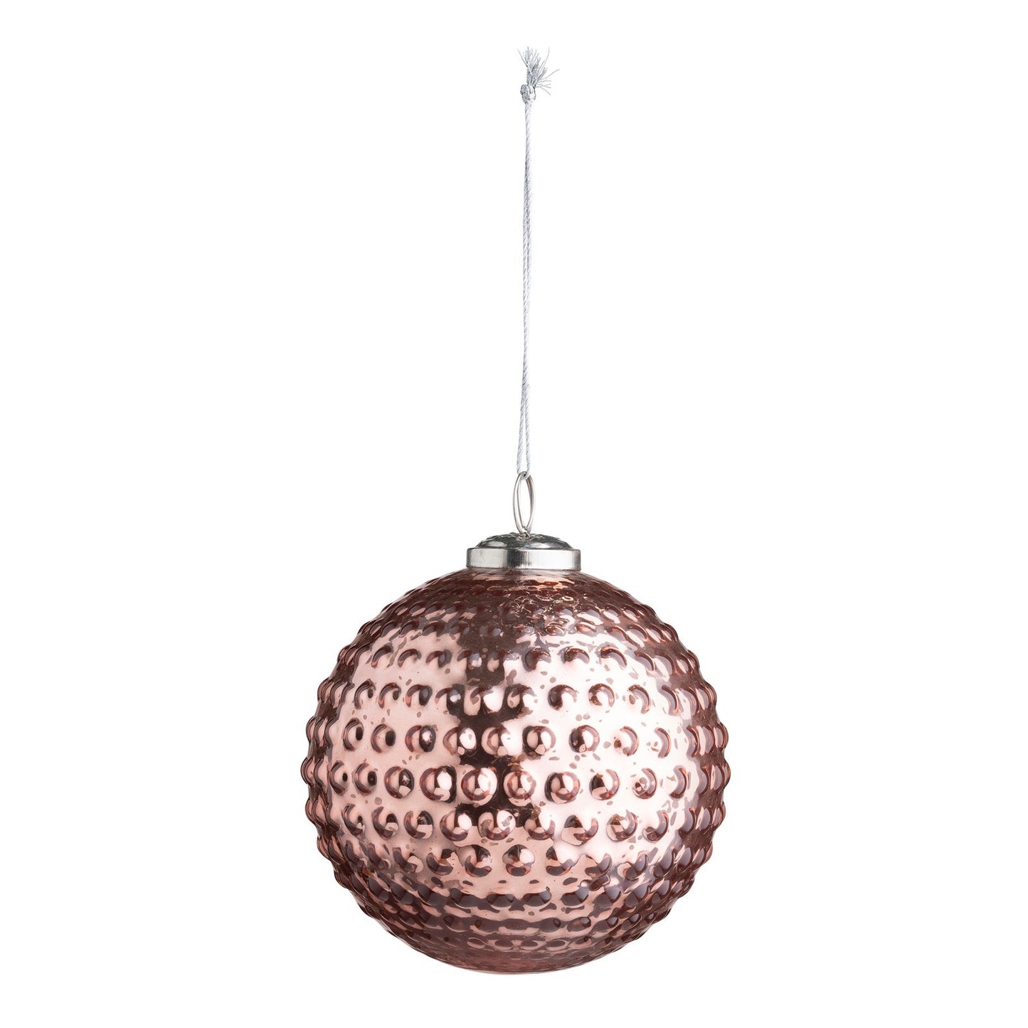 Round Hobnail Rose Mercury Glass 6" Ornament