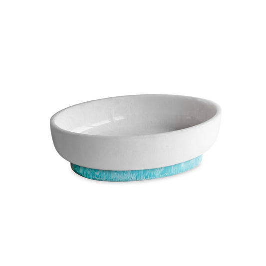 Rio Resin Large Oval Bowl / White & Turquoise