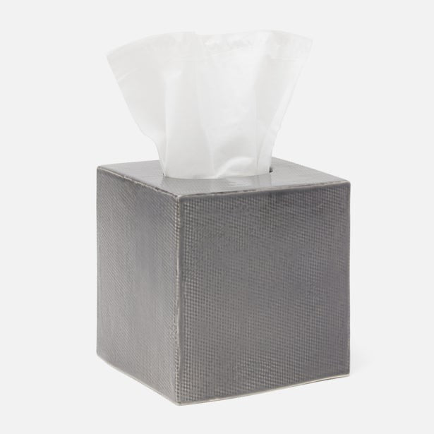 Cordoba Gray Burlap Tissue Holder