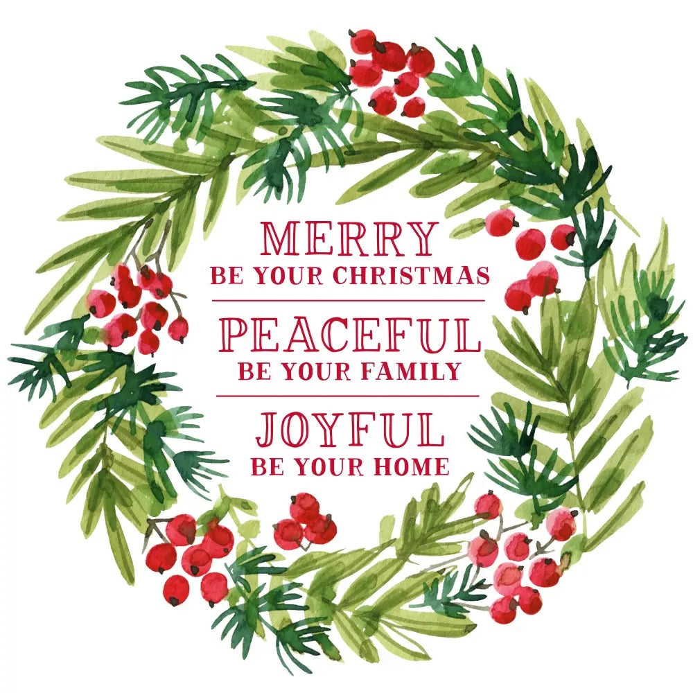 Christmas Cocktail Napkins - Merry Peaceful Joyful