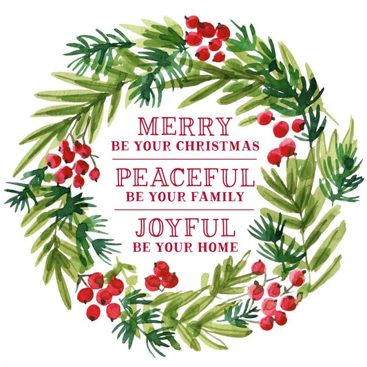 Christmas Cocktail Napkins - Merry Peaceful Joyful