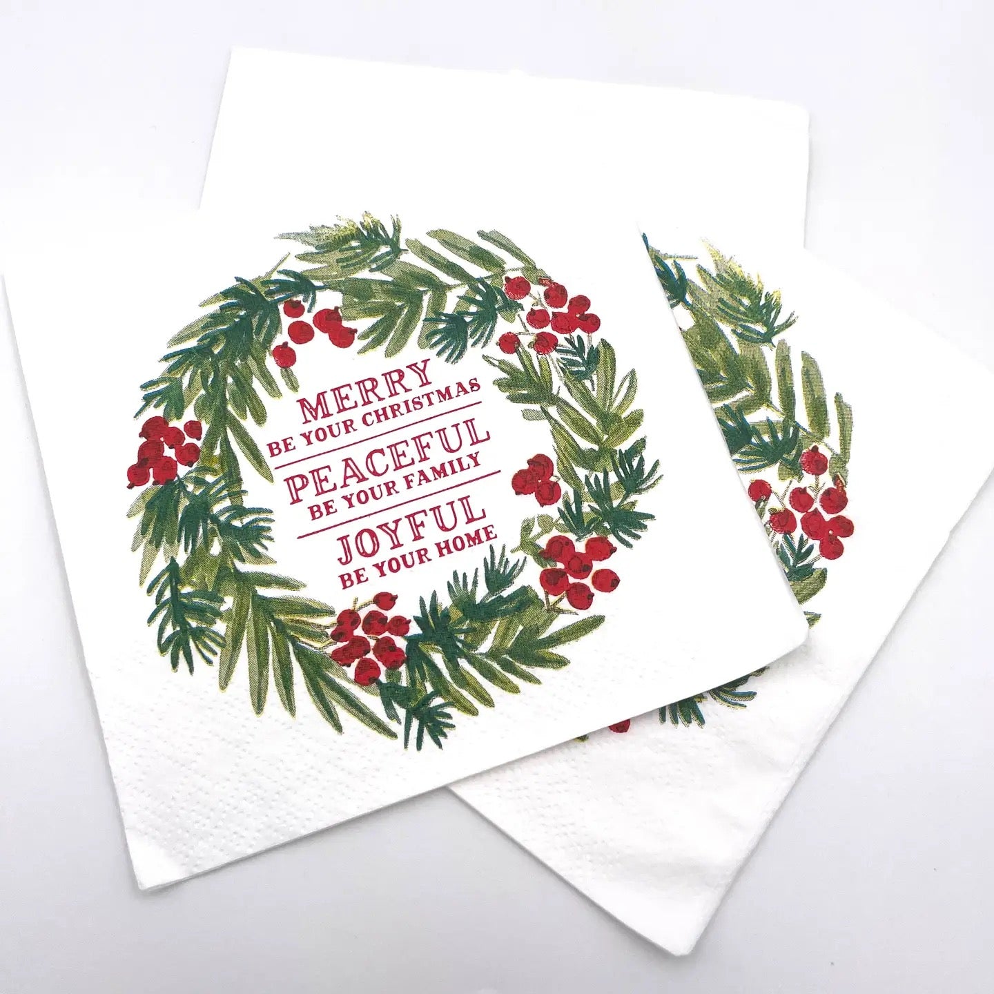 Christmas Cocktail Napkins - Merry Peaceful Joyful