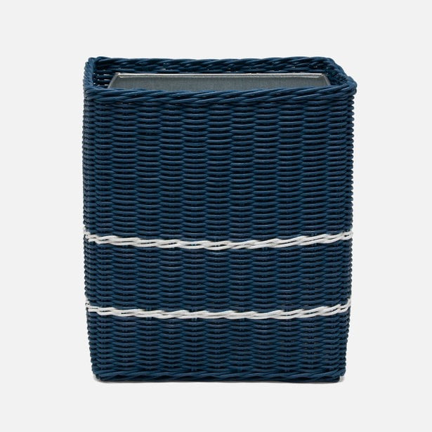 Danville Navy/White Wastebasket, Rectangular