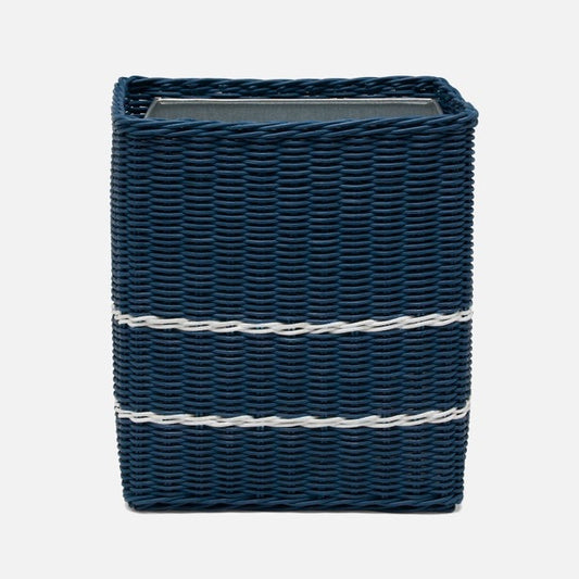 Danville Navy/White Wastebasket, Rectangular