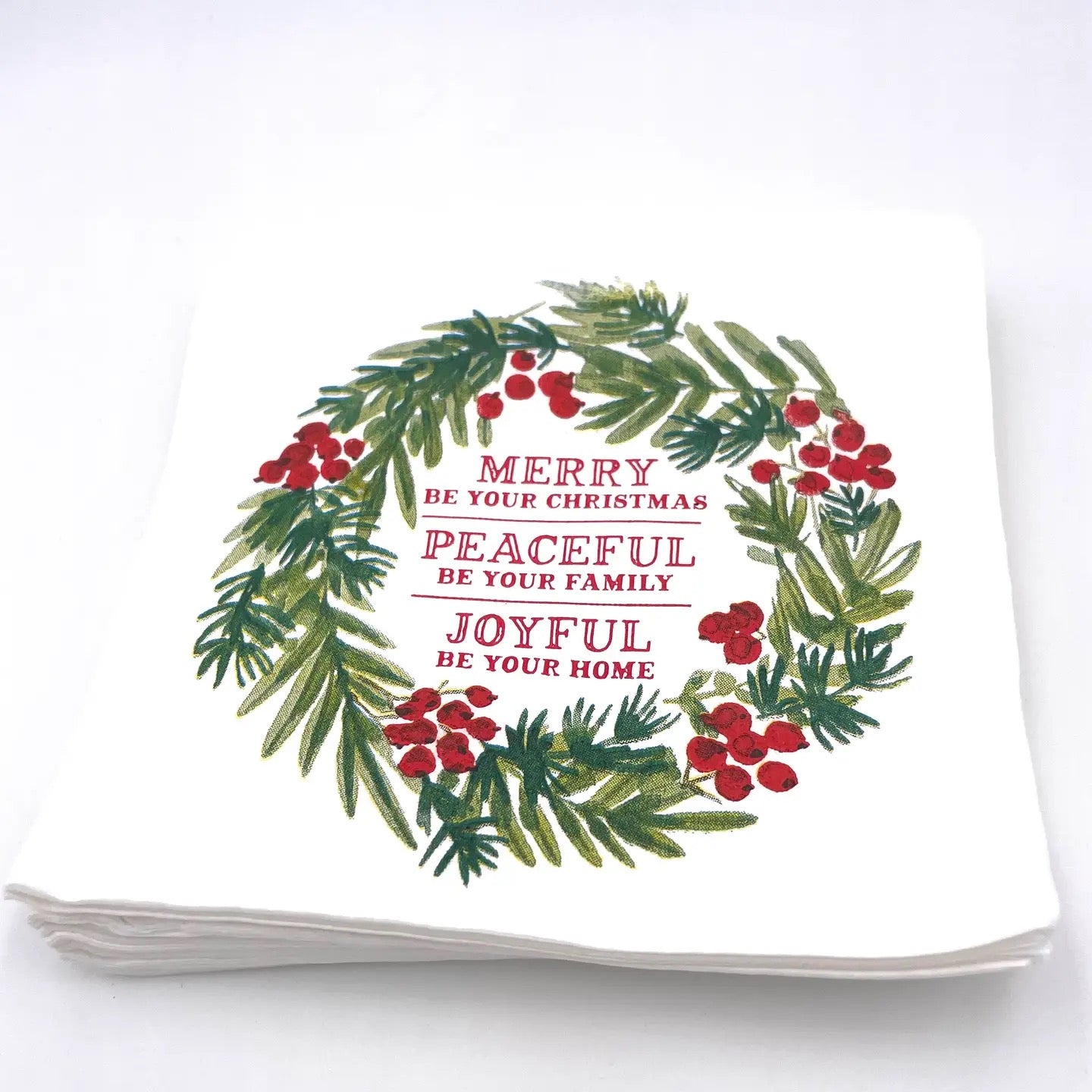 Christmas Cocktail Napkins - Merry Peaceful Joyful