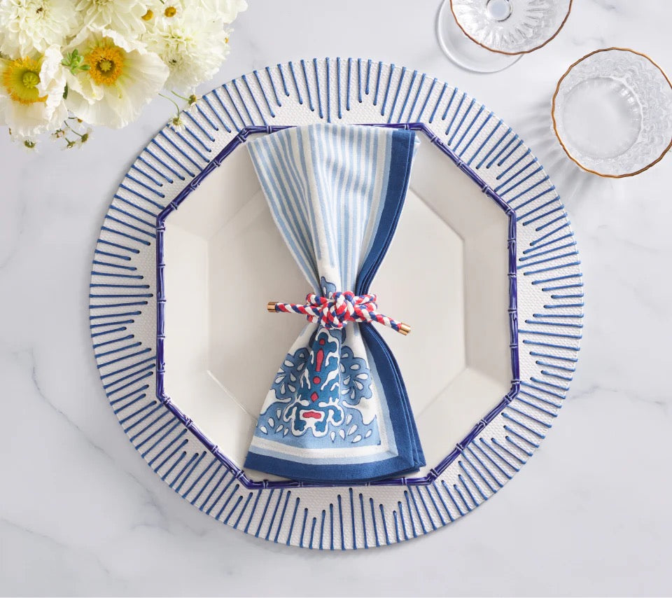 Rope Knot Napkin Ring in Red, White, Blue, Set of 4