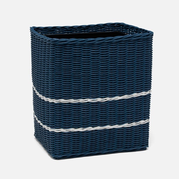 Danville Navy/White Wastebasket, Rectangular