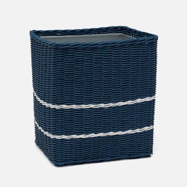 Danville Navy/White Wastebasket, Rectangular