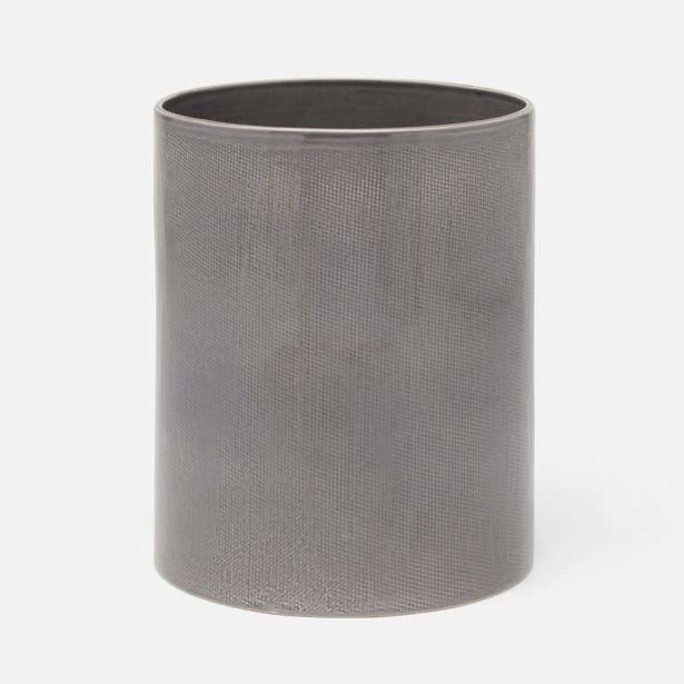 Cordoba Gray Burlap Wastebasket, Round