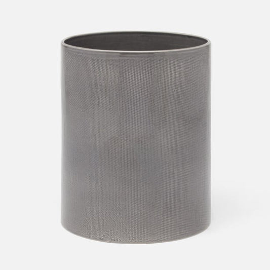 Cordoba Gray Burlap Wastebasket, Round