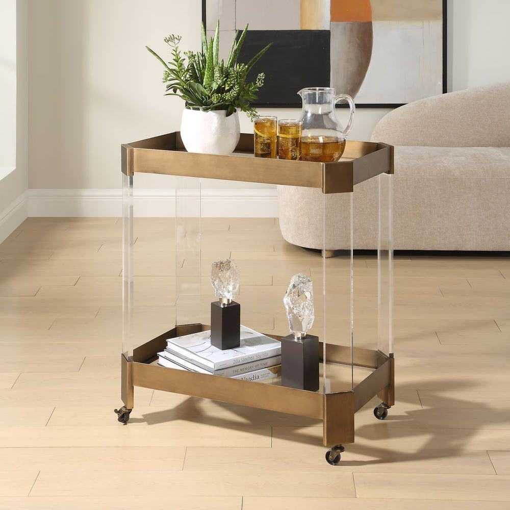 Gold & Acrylic Bar Cart