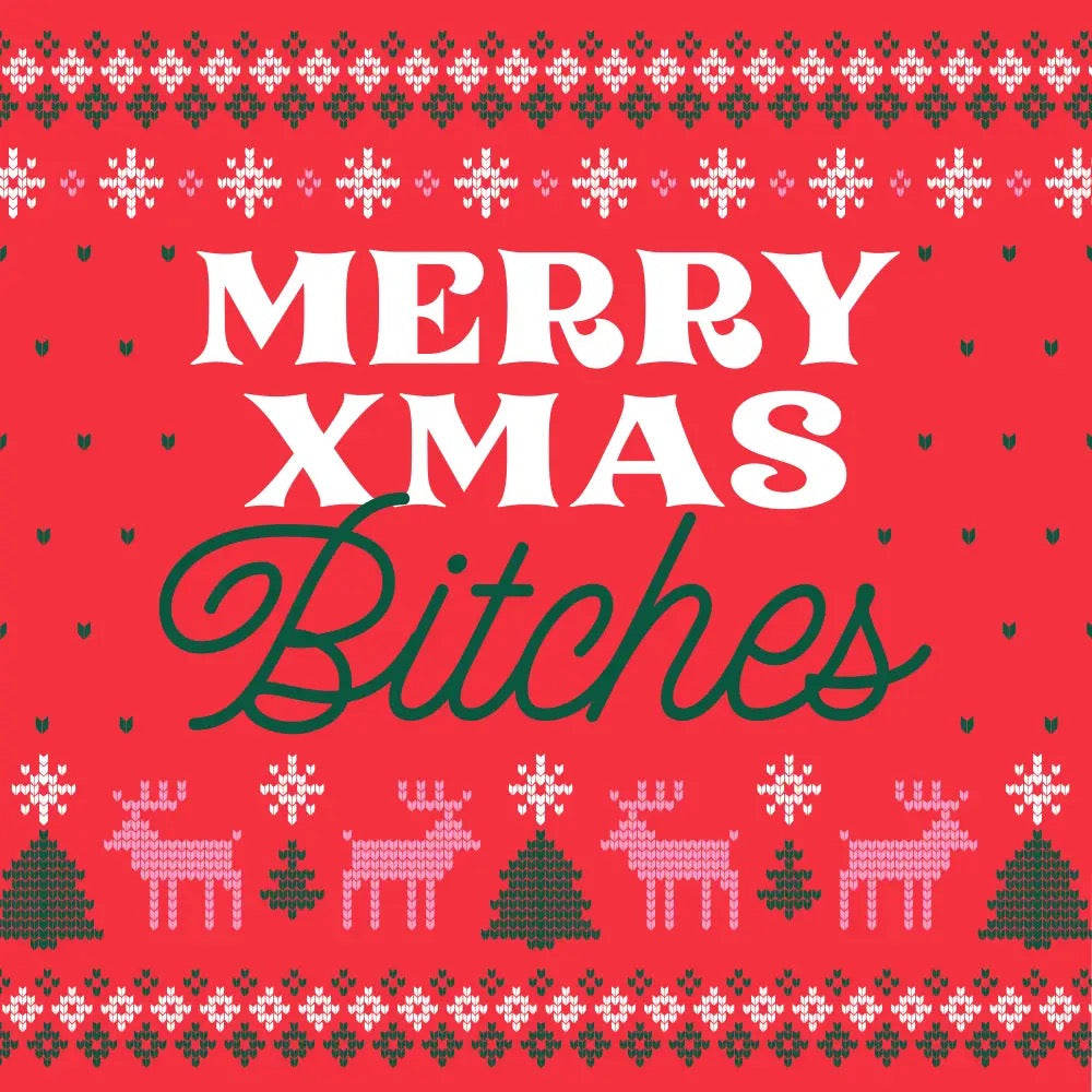 Funny Christmas Cocktail Napkins - Merry Xmas B*tches