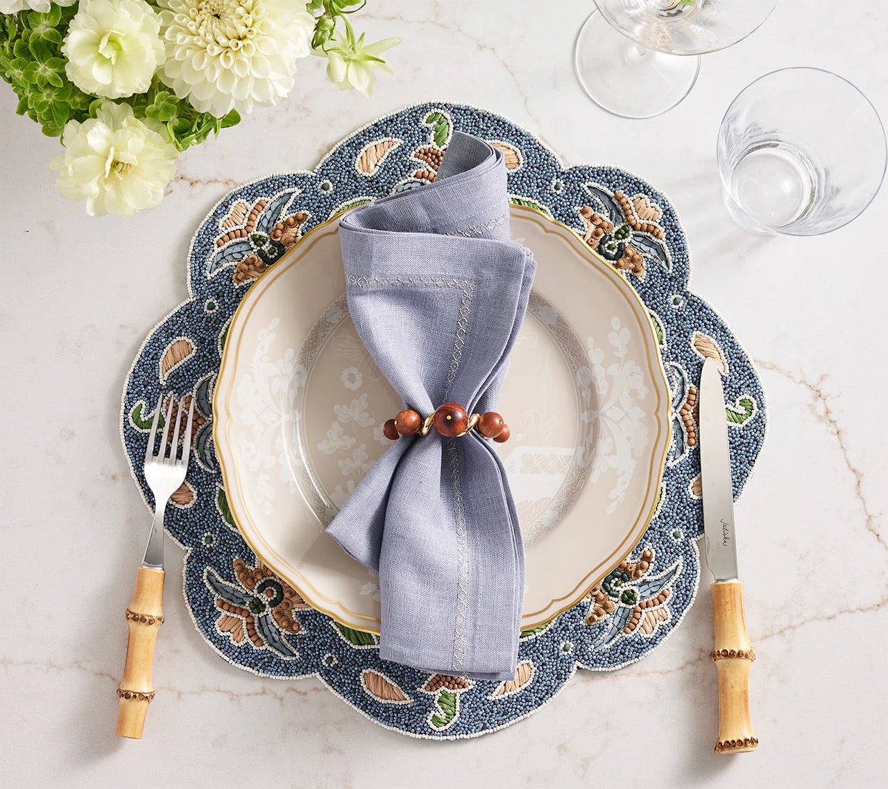 Bois Napkin Ring in Brown & Gold, Set of 4