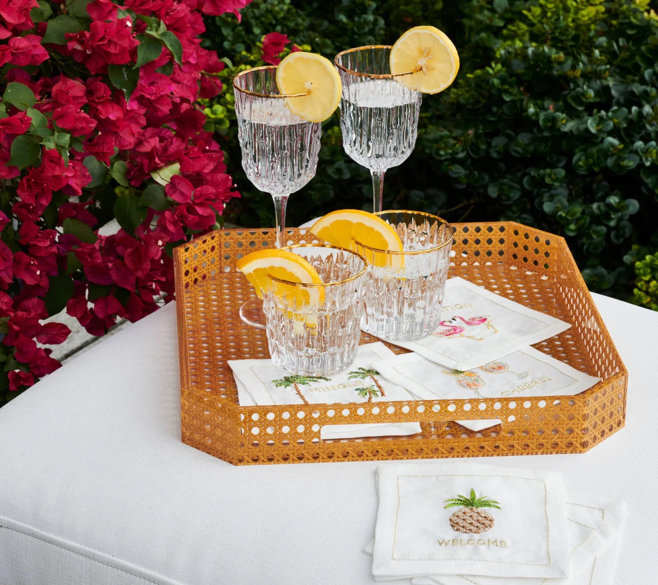 Mingle Cocktail Napkin in White & Multi, Set of 8