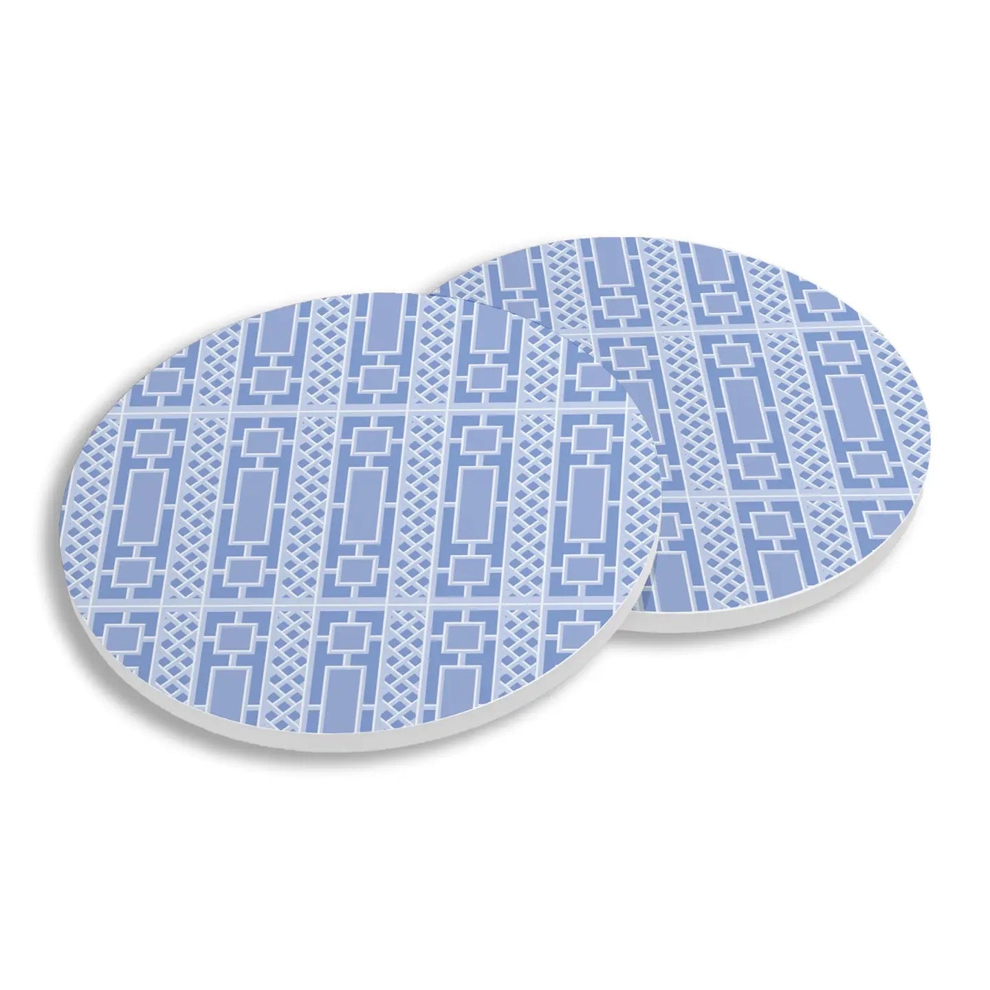 Ceramic Coasters S/4 - Trellis Blue