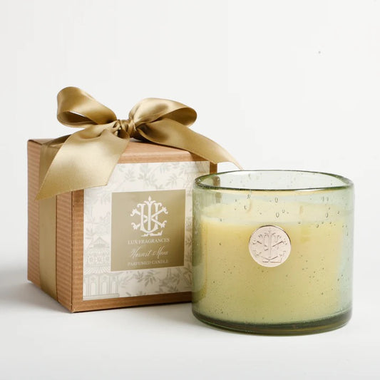 Harvest Moon 13 oz Candle in Green Glass w/ Bow