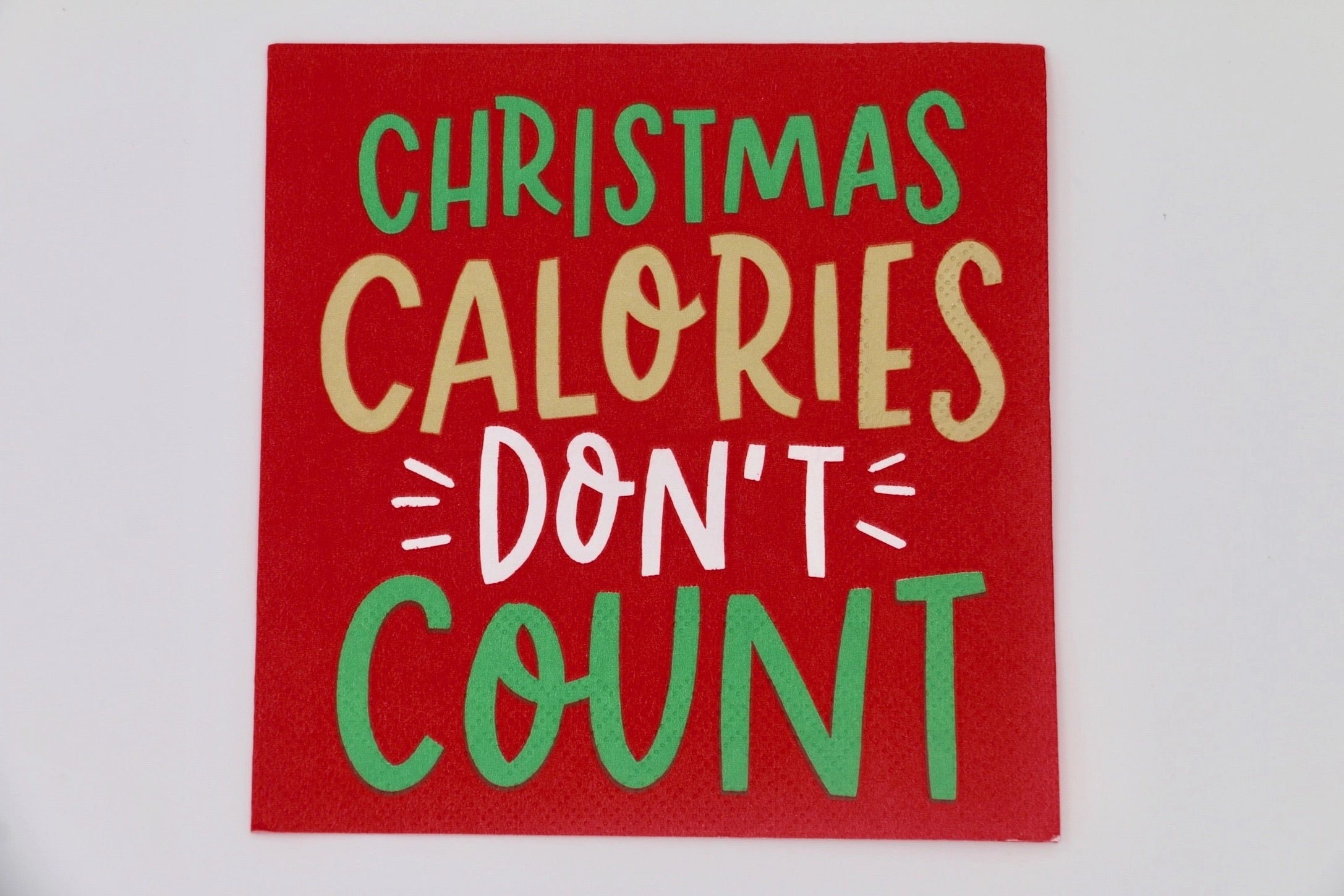 Funny Christmas Cocktail Napkins - Christmas Calories Don't Count
