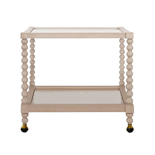 Isadore Co Bobbin Style Bar Cart in Light Cerused Oak