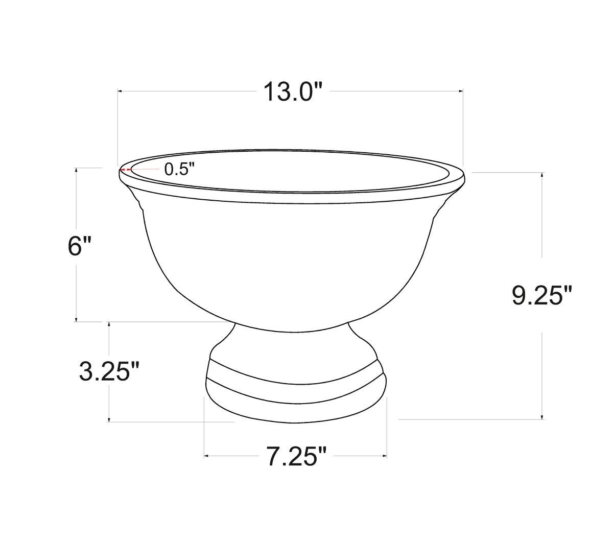 Medium Enamel and Mangowood Pedestal Bowl 13" W White/Natural