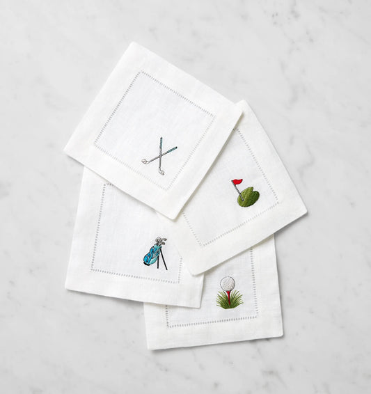 Golf Cocktail Napkins  - S/4