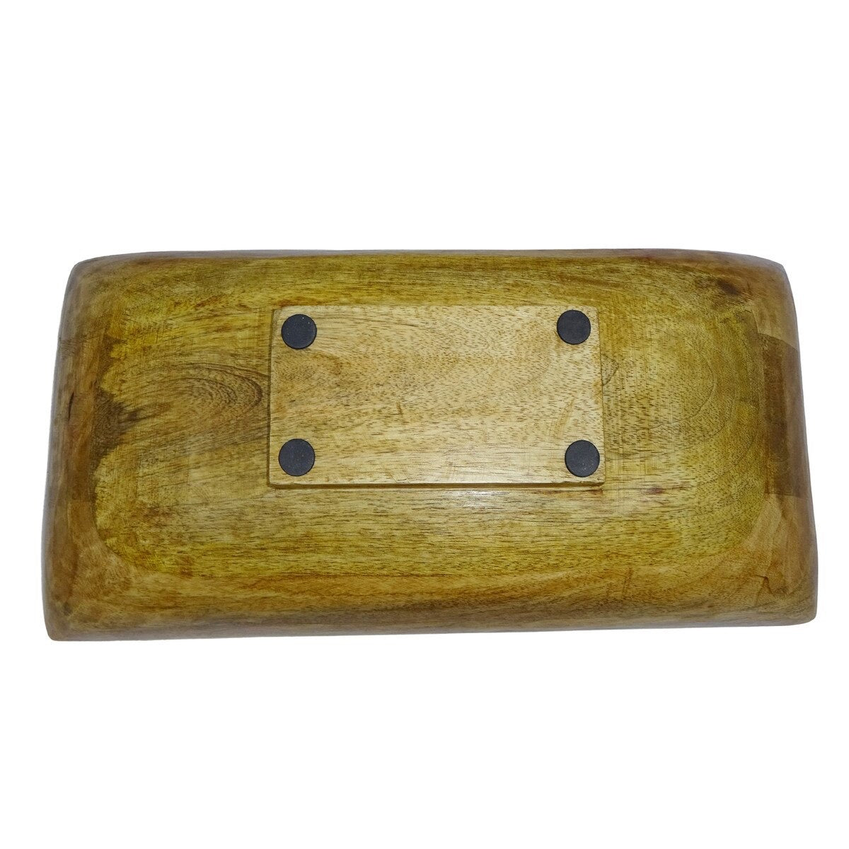 Enamel and Mangowood Rectangular Trays, 2 Piece Set Blue/Natural