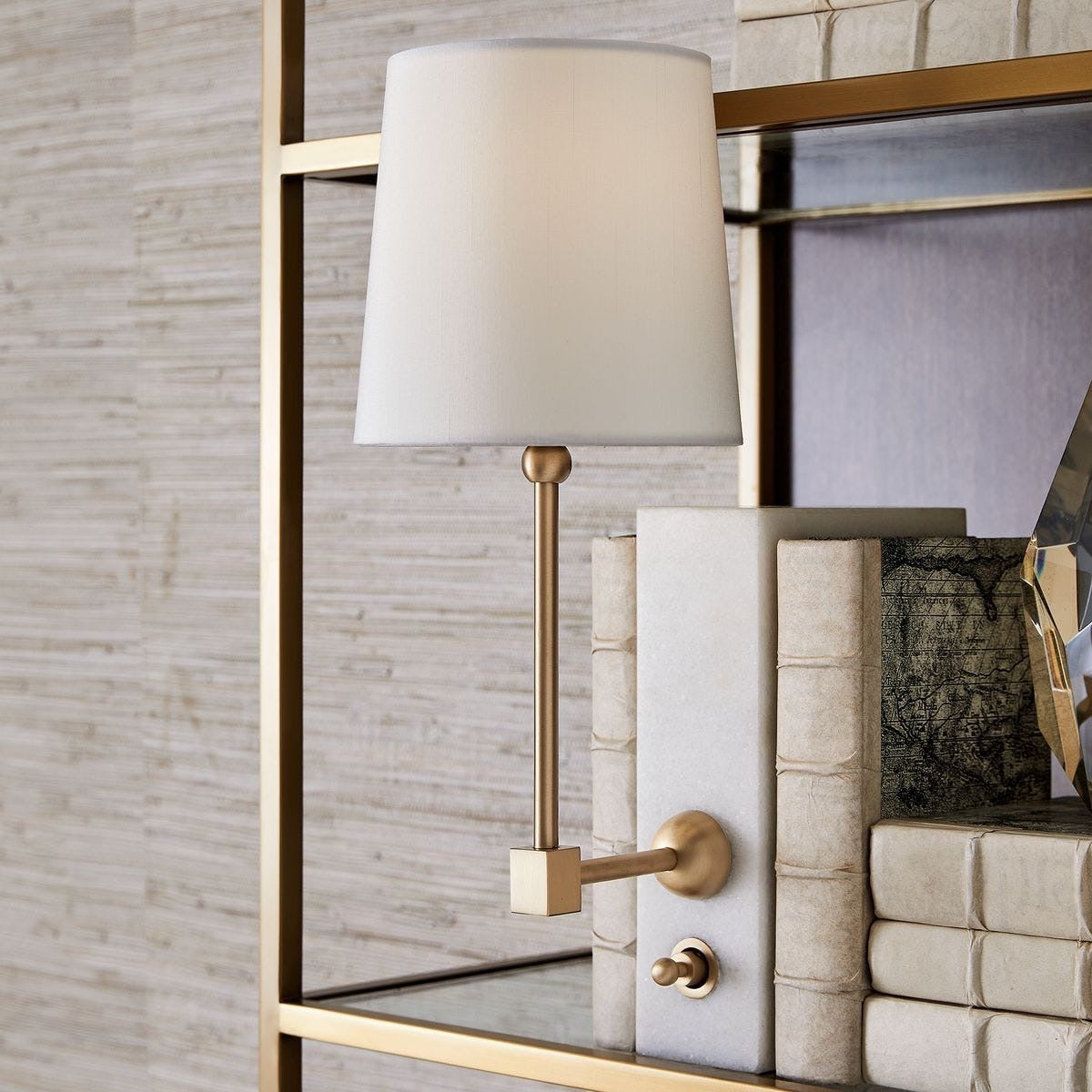 On a Shelf Mini Lamp - White Marble/Brass