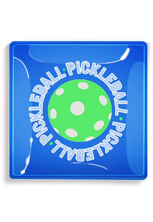 Pickleball Royal Blue Decoupage Glass Tray 6 x 6