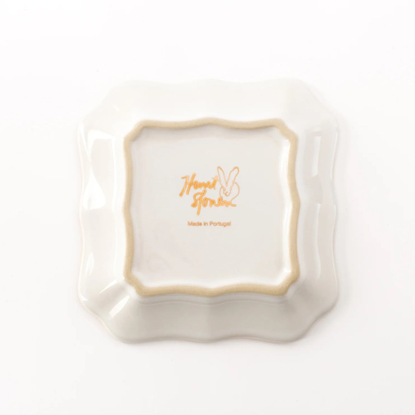 Bunny Portrait Plate with Hand-Painted Gold Rim, White
