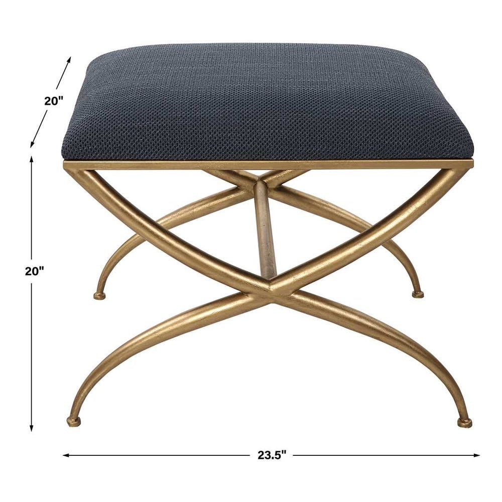 Navy & Brass Small Bench