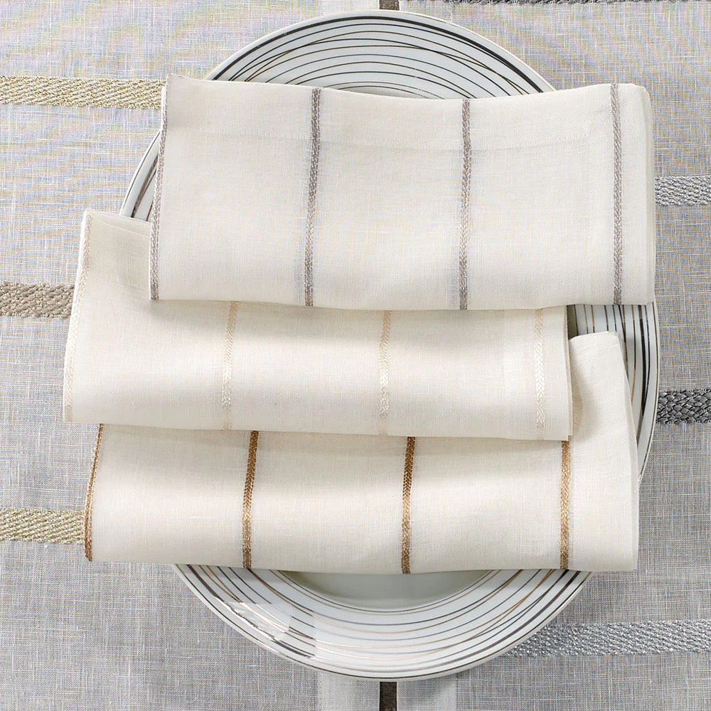 Metallic Thread Napkins 22" / Silver Set of 4