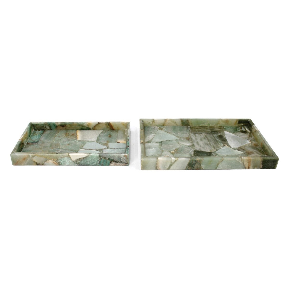 Rectangular Agate Trays - 2 Piece Set, Green