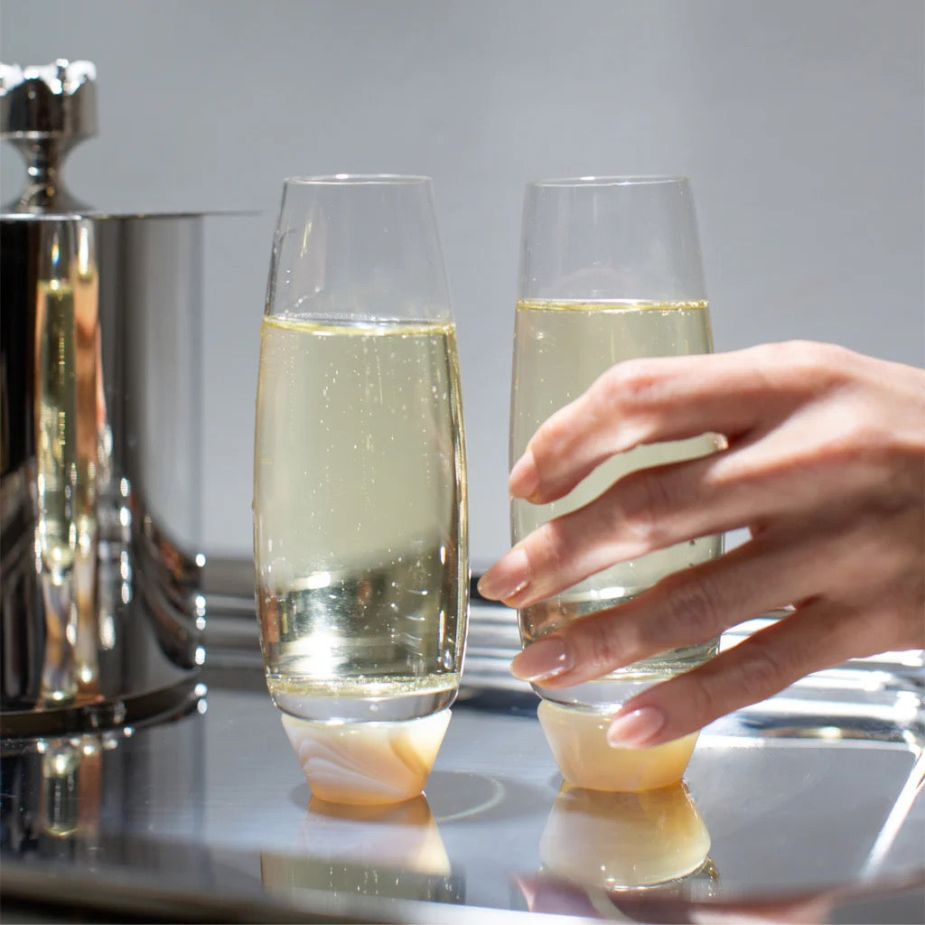 Elevo Champagne Glasses, Smoke Agate