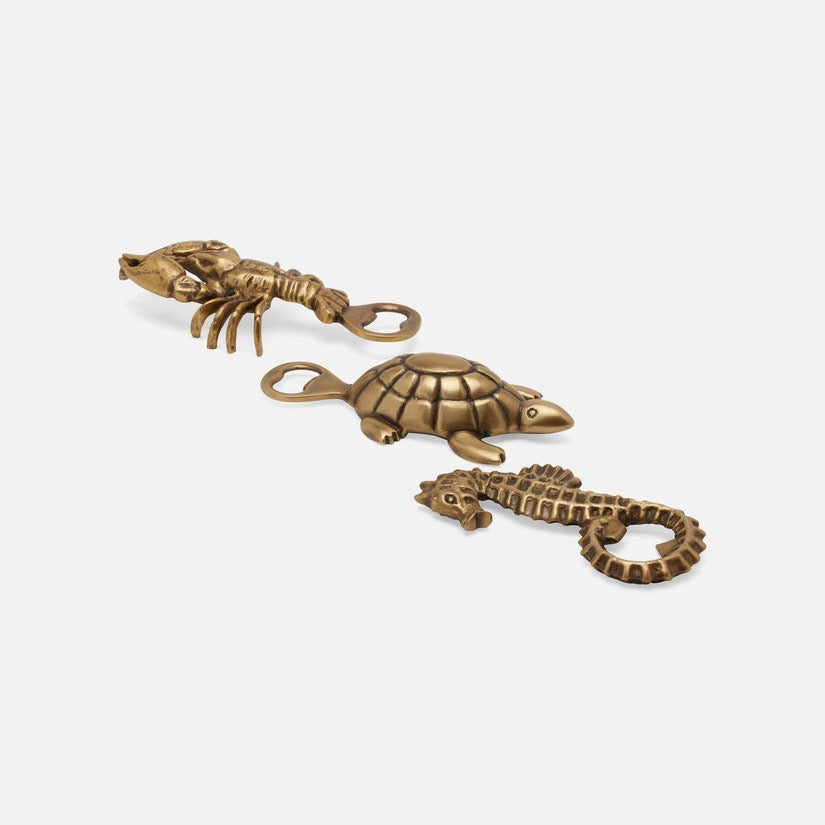 Gio Sealife Bottle Openers in Antique Brass