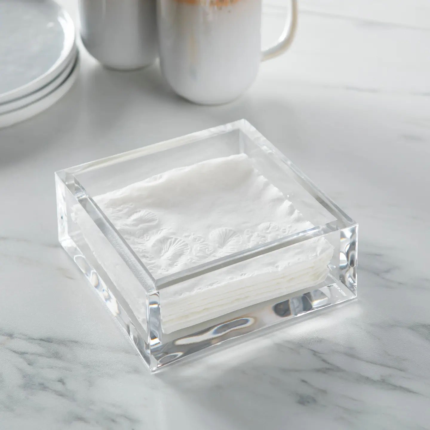 Deluxe Acrylic Dinner Napkin Holder 6" x 6"