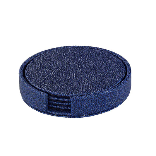 Skate Boxed Round Coaster Set of 4 with Holder - Navy