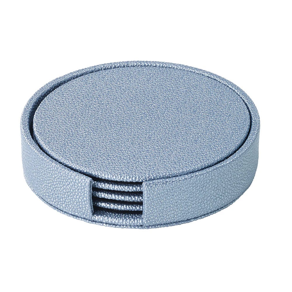 Skate Boxed Round Coaster Set of 4 with Holder - Ice Blue