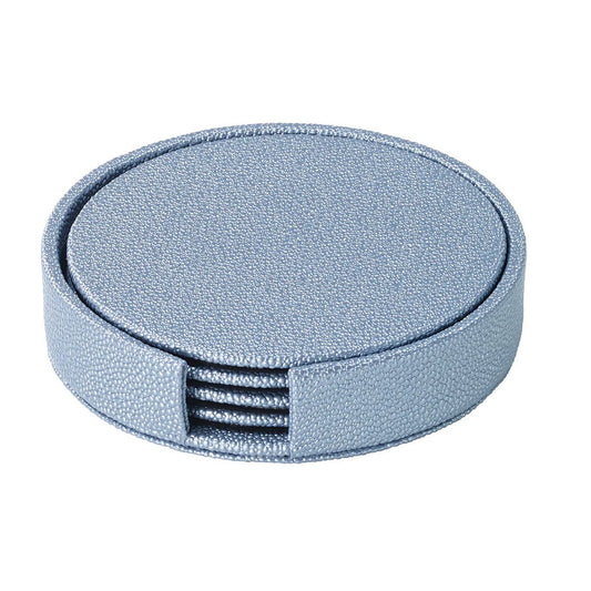 Skate Boxed Round Coaster Set of 4 with Holder - Ice Blue