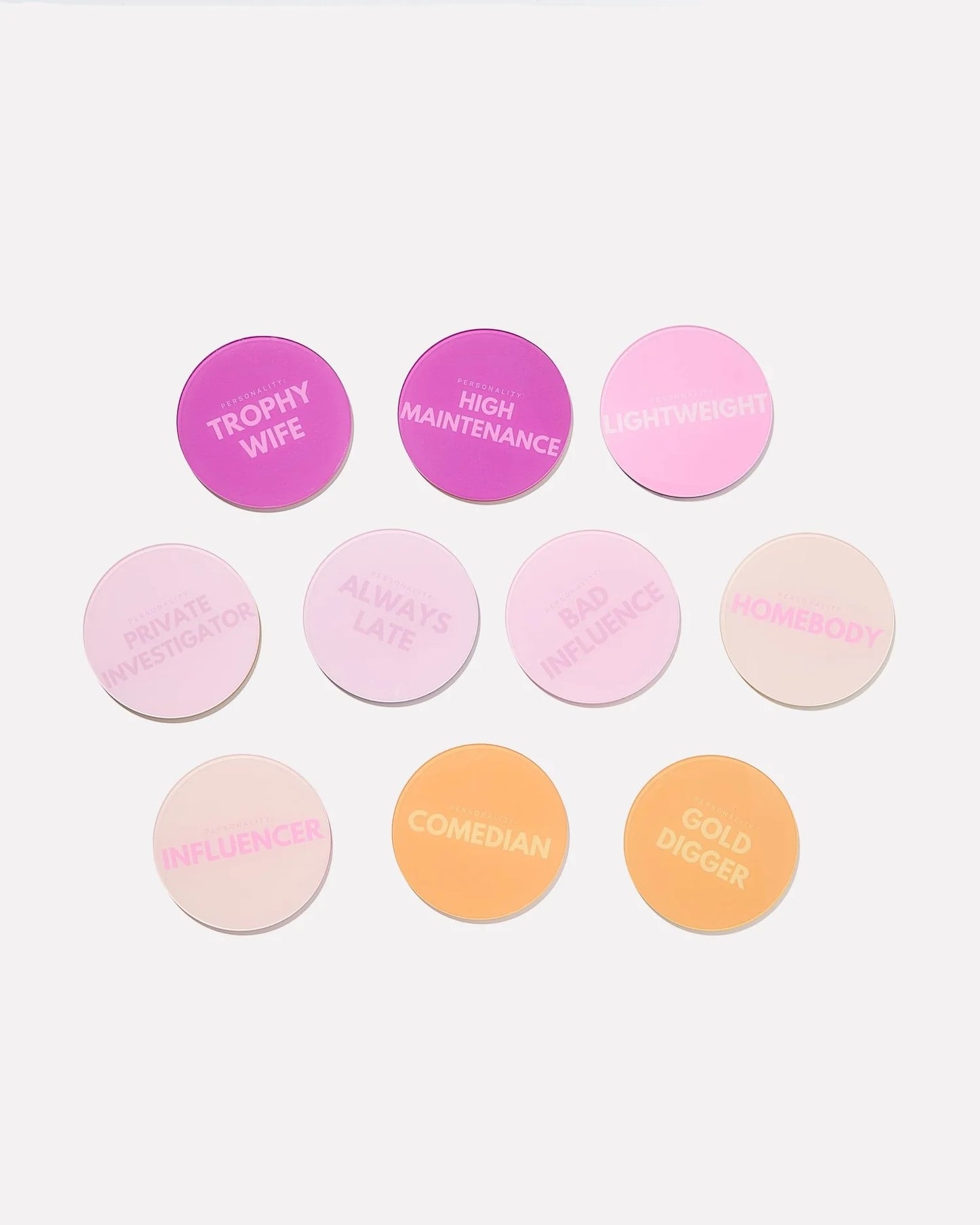 Party Personality Acrylic Coasters: Boxed Set of 10 x 2
