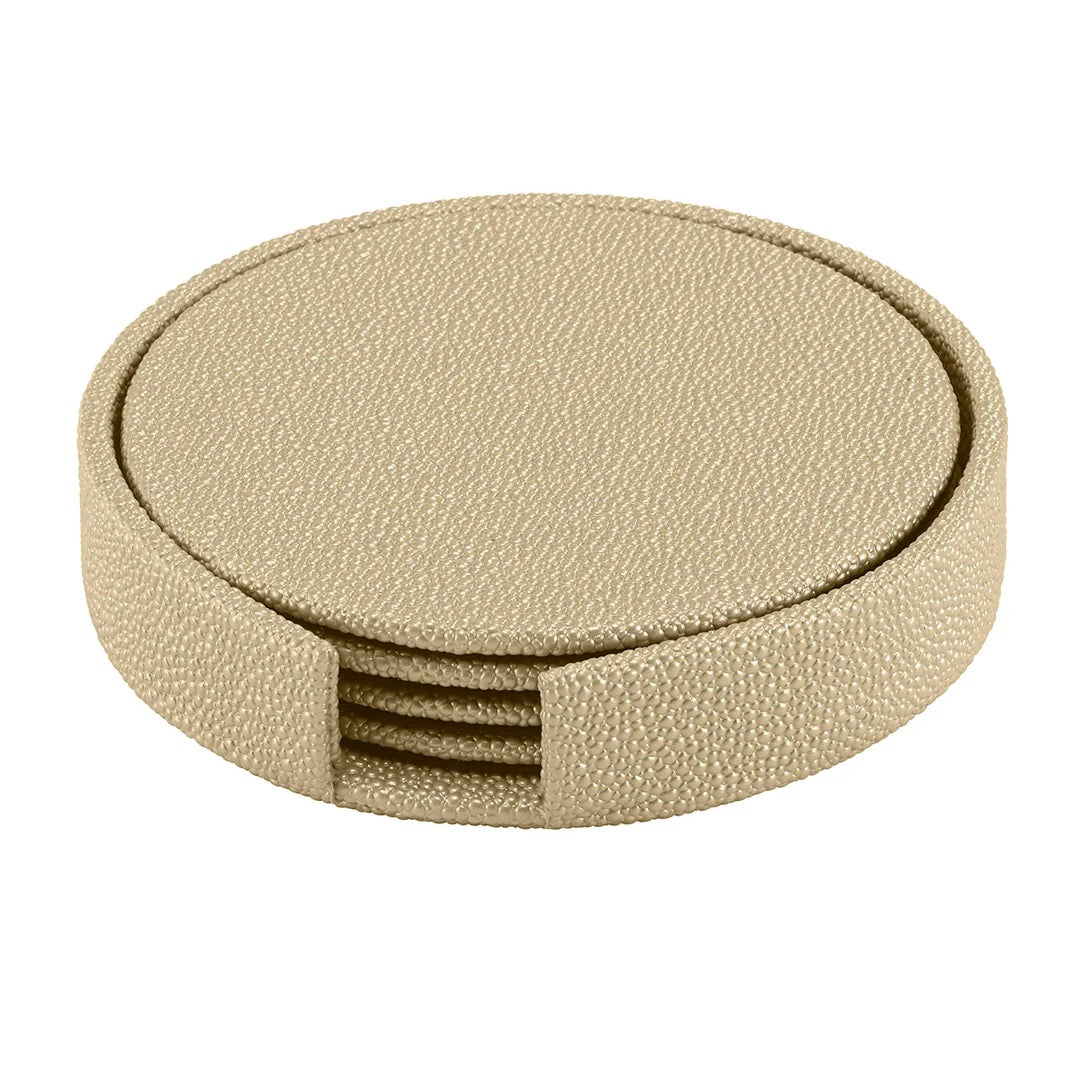 Skate Boxed Round Coaster Set of 4 with Holder - Champagne