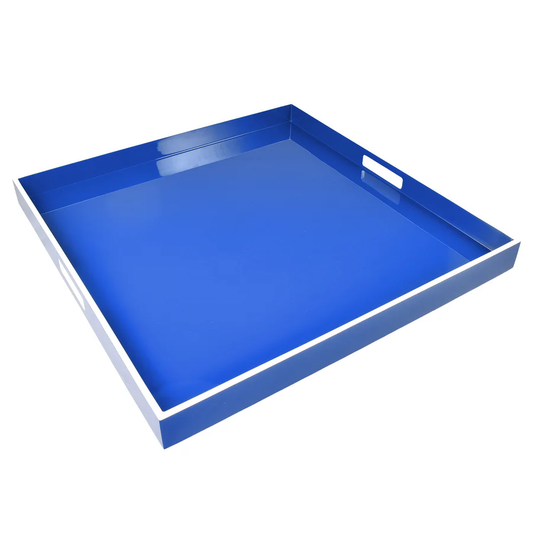 True Blue & White Square Tray
