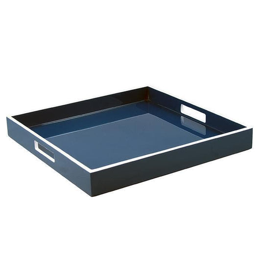 Navy / White Lacquer Tray, 16" x 16"