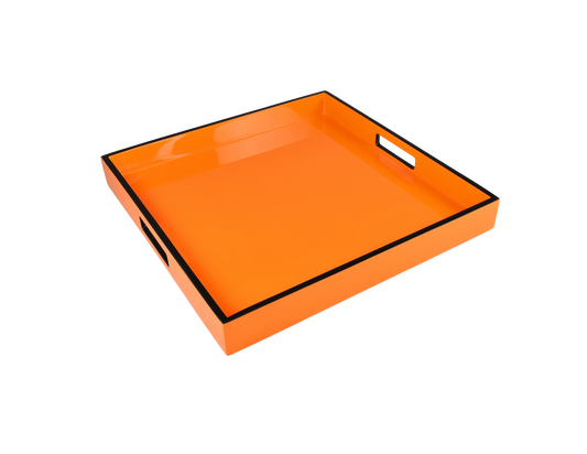 Orange / Black Lacquer Tray, 16" x 16"