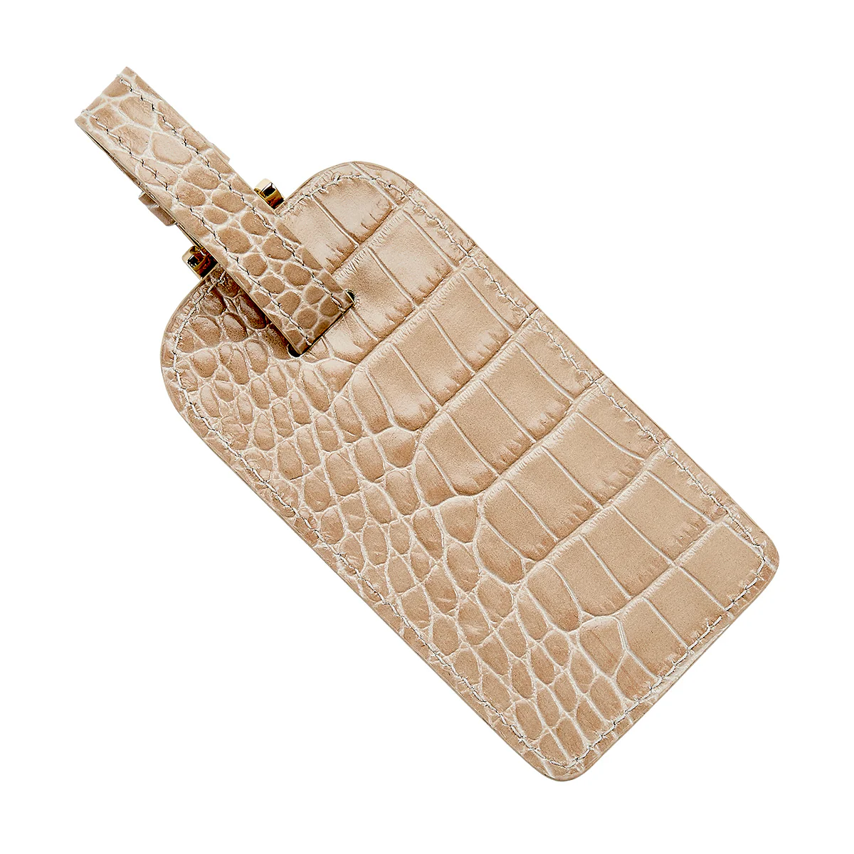 Luggage Tag / Crocodile Stone Print Leather