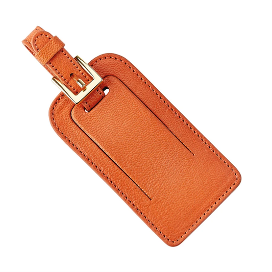 Luggage Tag / Orange Goatskin Leather