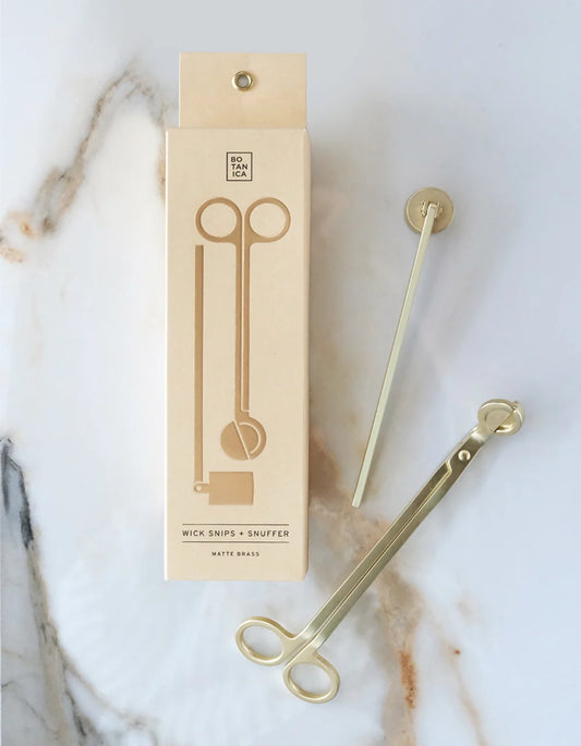 Wick Snips + Snuffer Set/Matte Brass