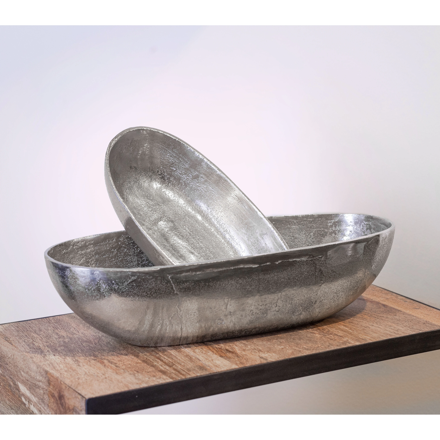 Large Raw Nickel Oval Bowl
