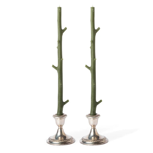 Maple Stick Candles-Forest Green, (Pair)